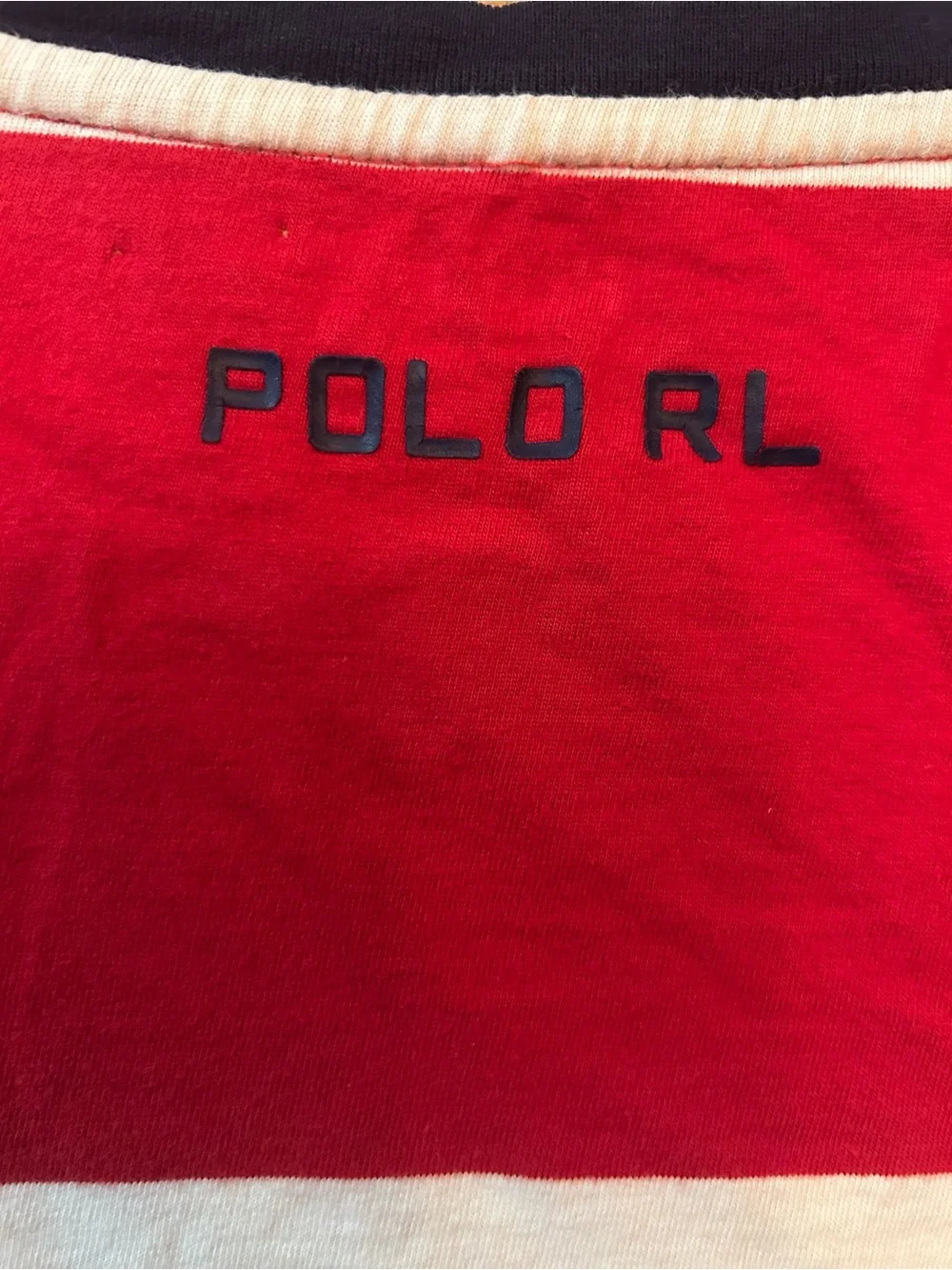 Polo by Ralph Lauren Red, White & Navy USA Striped Crew Tee